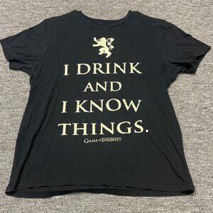 Men’s Large Game Of Thrones "I Drink And I Know Things" T-shirt - Black